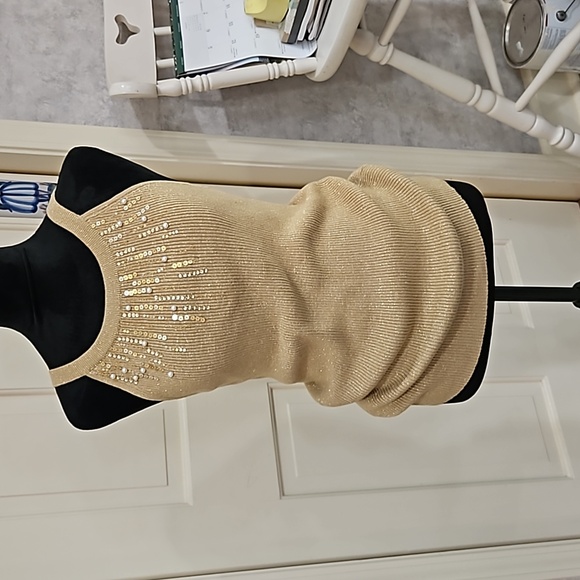 MIDNIGHT VELVET, SZ. L, Gold, Embellished, Ribbed, Tank top. Like new condition! - Picture 3 of 16